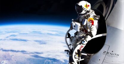 Astronaut preparing to jump from Zenith space pod